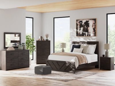 Prendonea Queen Panel Bed - Dark Gray Panel Bed modern furniture Contempo Furniture