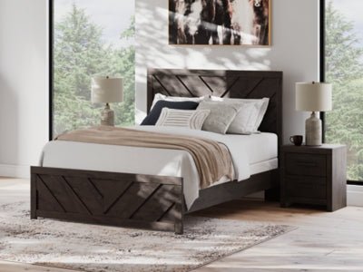 Prendonea Queen Panel Bed - Dark Gray Panel Bed modern furniture Contempo Furniture