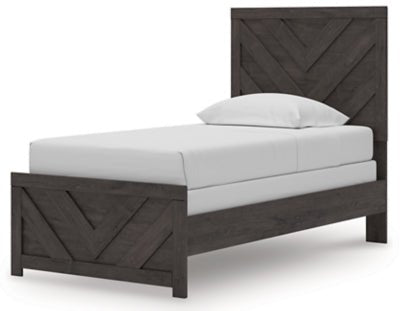 Prendonea Twin Panel Bed - Dark Gray Panel Bed modern furniture Contempo Furniture