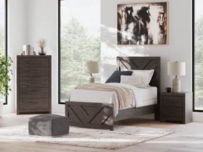 Prendonea Twin Panel Bed - Dark Gray Panel Bed modern furniture Contempo Furniture