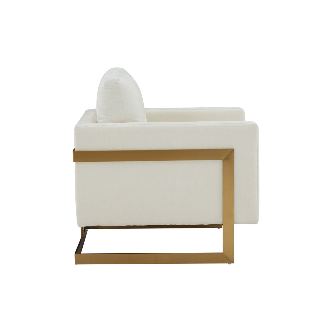 Prince  Contemporary Cream Fabric + Gold Accent Chair
