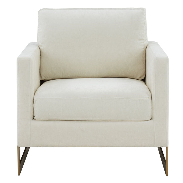 Prince - Contemporary Cream Fabric + Gold Accent Chair
