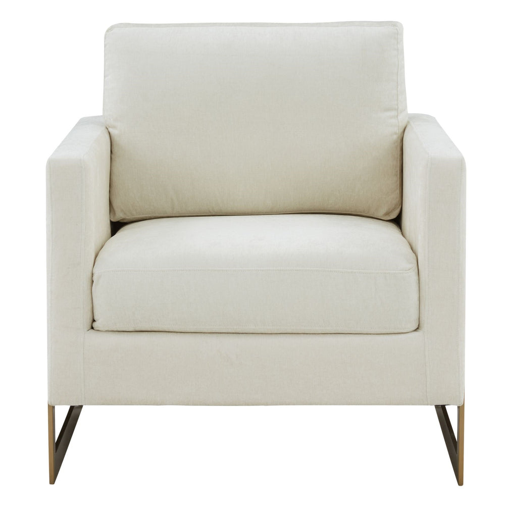Prince - Contemporary Cream Fabric + Gold Accent Chair - View 2