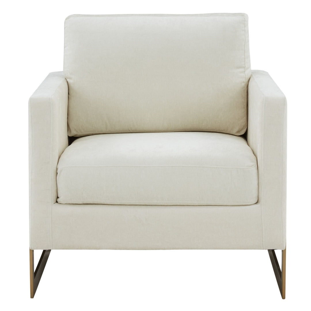 Prince - Contemporary Cream Fabric + Gold Accent Chair