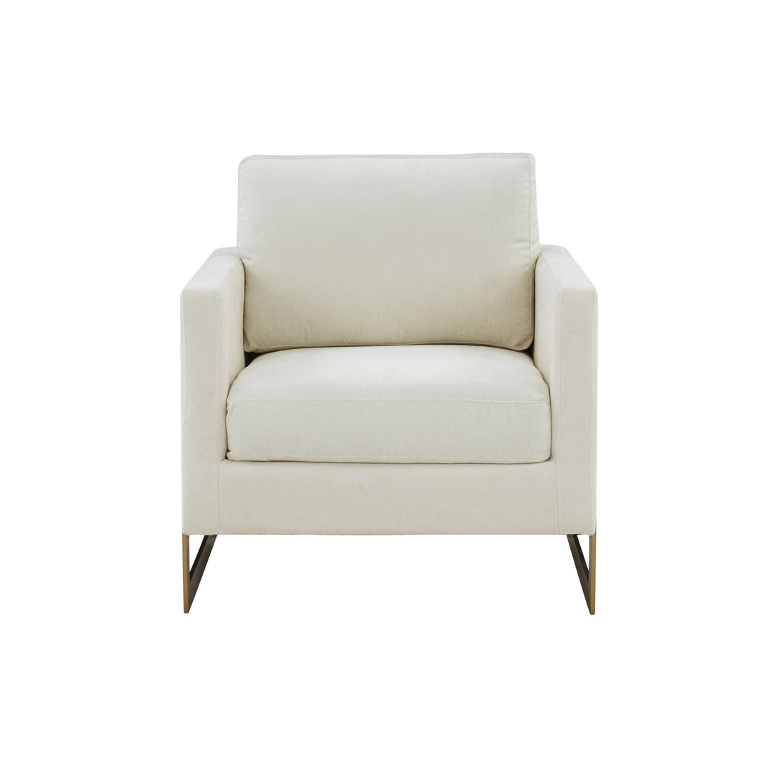 Prince  Contemporary Cream Fabric + Gold Accent Chair