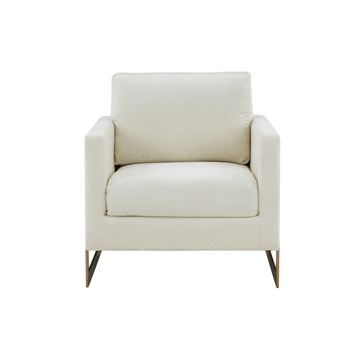 Prince  Contemporary Cream Fabric + Gold Accent Chair