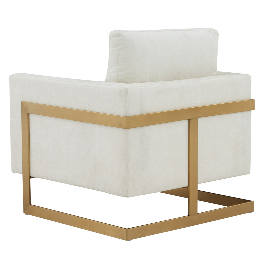 Prince - Contemporary Cream Fabric + Gold Accent Chair