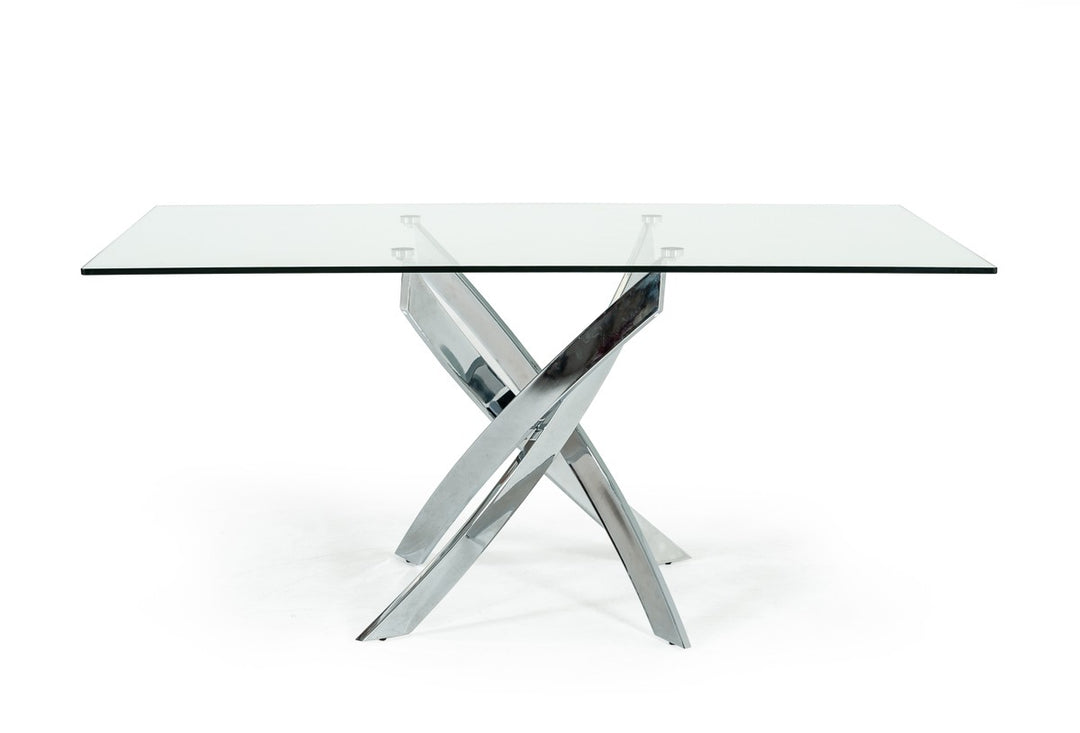 Pyrite Modern Rectangular Glass Dining Table