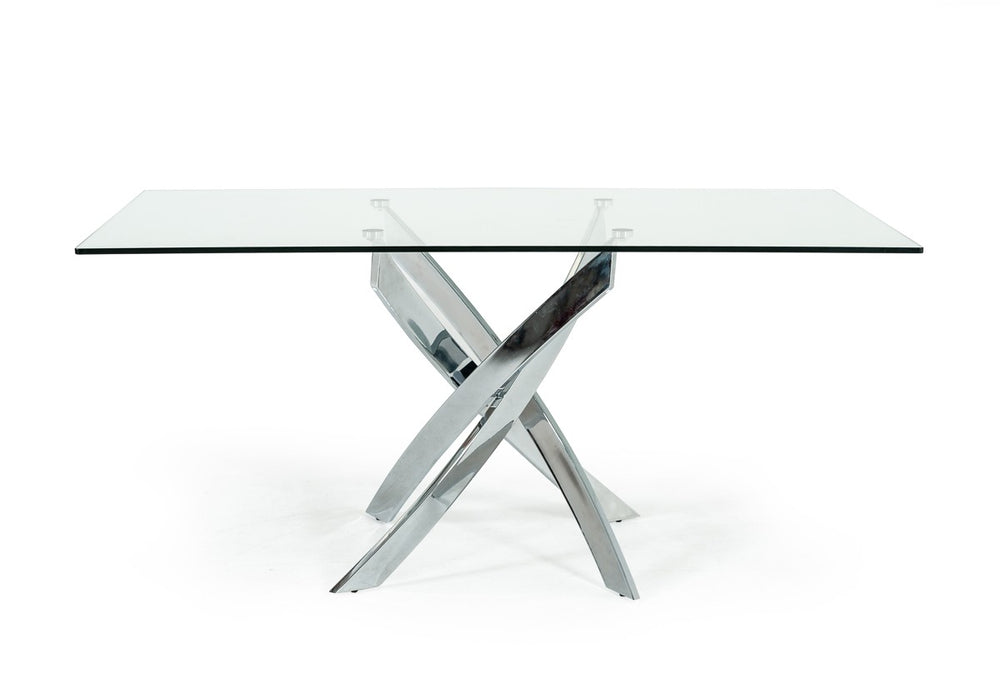 Pyrite Modern Rectangular Glass Dining Table - View 4