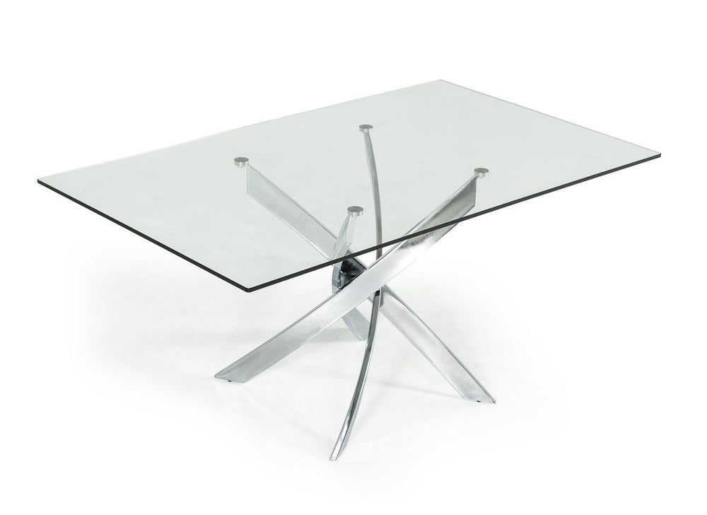 Pyrite Modern Rectangular Glass Dining Table - View 2