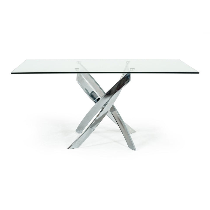 Pyrite Modern Rectangular Glass Dining Table