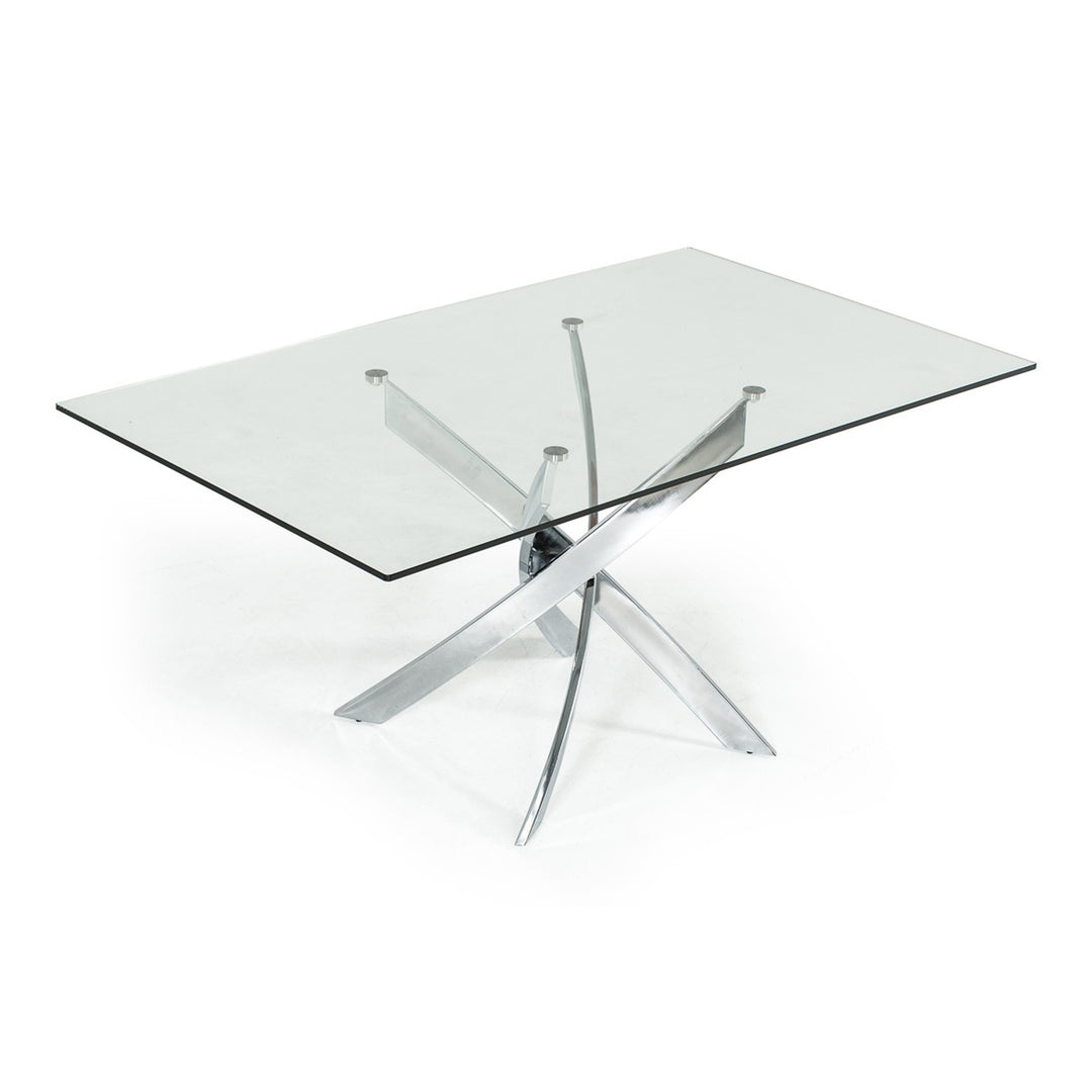 Pyrite Modern Rectangular Glass Dining Table