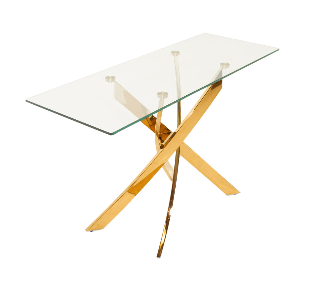 Pyrite Modern Glass and Gold Console Table - View 2