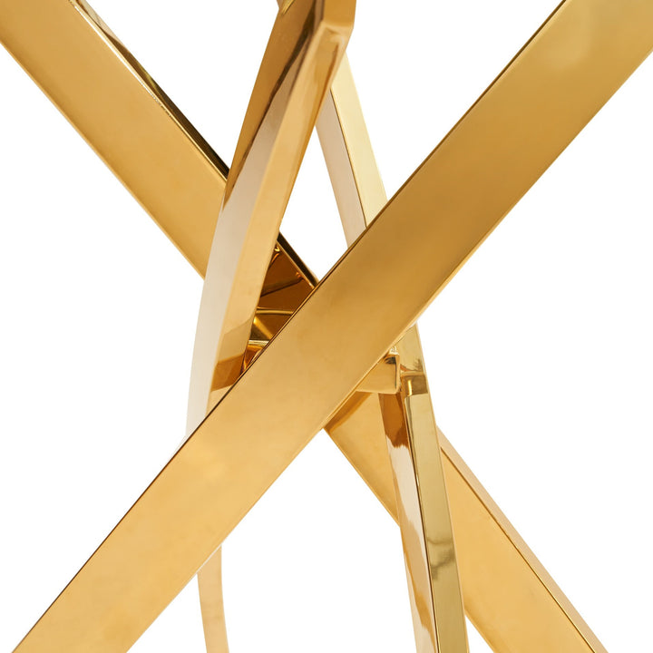 Pyrite Modern Glass and Gold Console Table