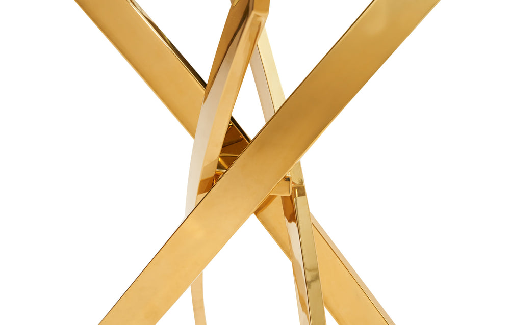 Pyrite Modern Glass and Gold Console Table - View 3