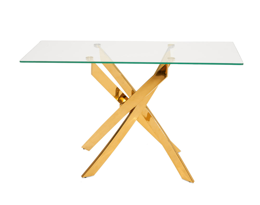Pyrite Modern Glass and Gold Console Table - View 4