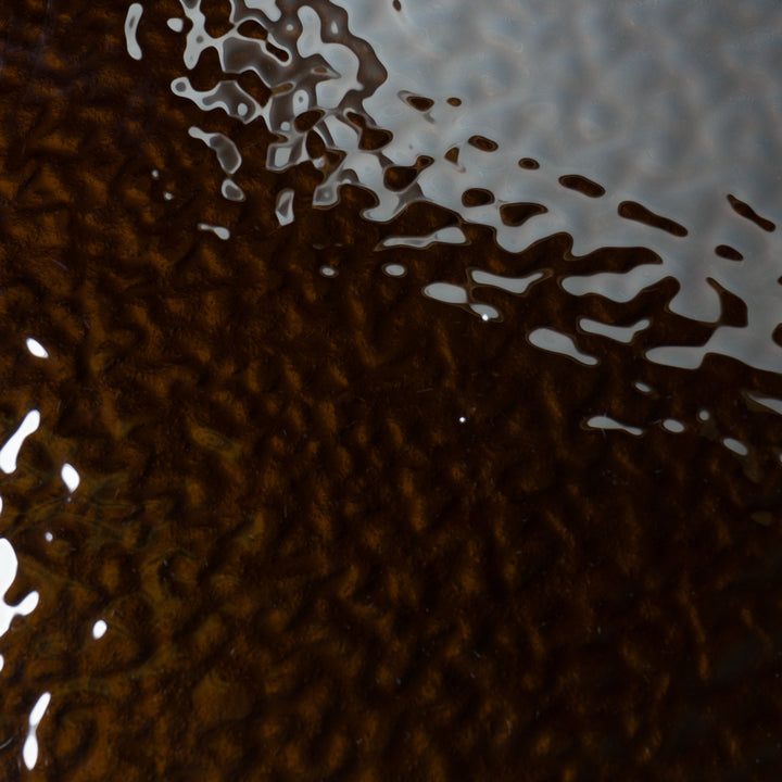 Pyrite  Modern Brown Glass + Rosegold Rectangular Dining Table