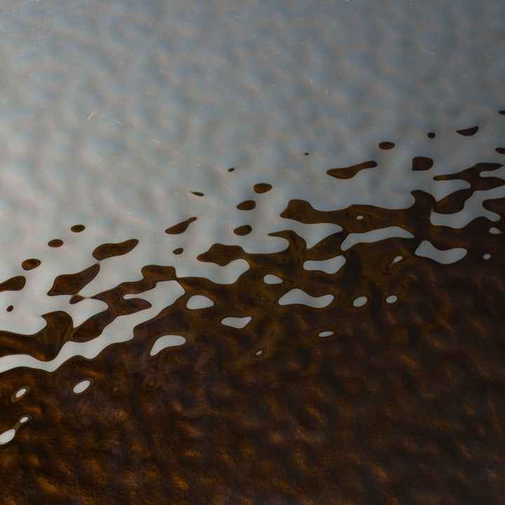 Pyrite  Modern Brown Glass + Rosegold Rectangular Dining Table