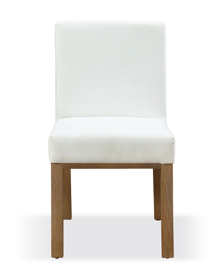 Modus Furniture Jvlh63 One Modern Coastal Sled Leg Upholstered Dining Side Chair In White Pearl And Bisque