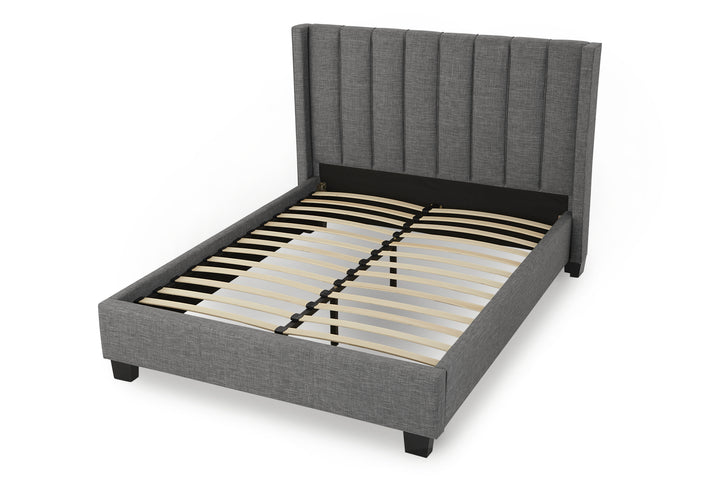 Modus Furniture 3Zfal663 Palermo Upholstered Wingback Platform Bed In Dark Stone