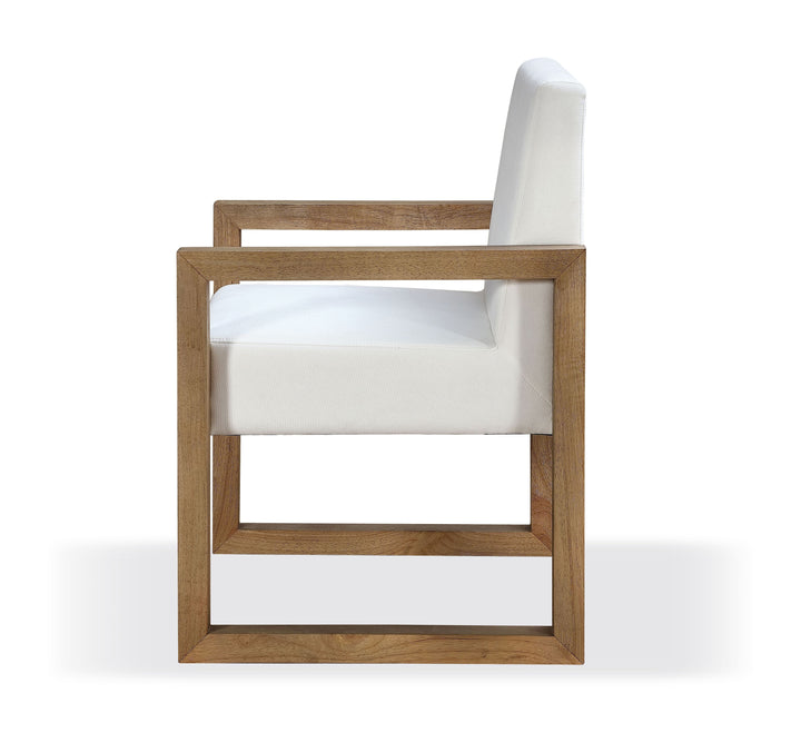 Modus Furniture Jvlh64 One Modern Coastal Sled Leg Upholstered Dining Arm Chair In White Pearl And Bisque