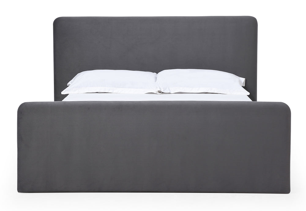 Modus Furniture PRRZH5 Elora Fully Upholstered Platform Bed in Charcoal Velvet