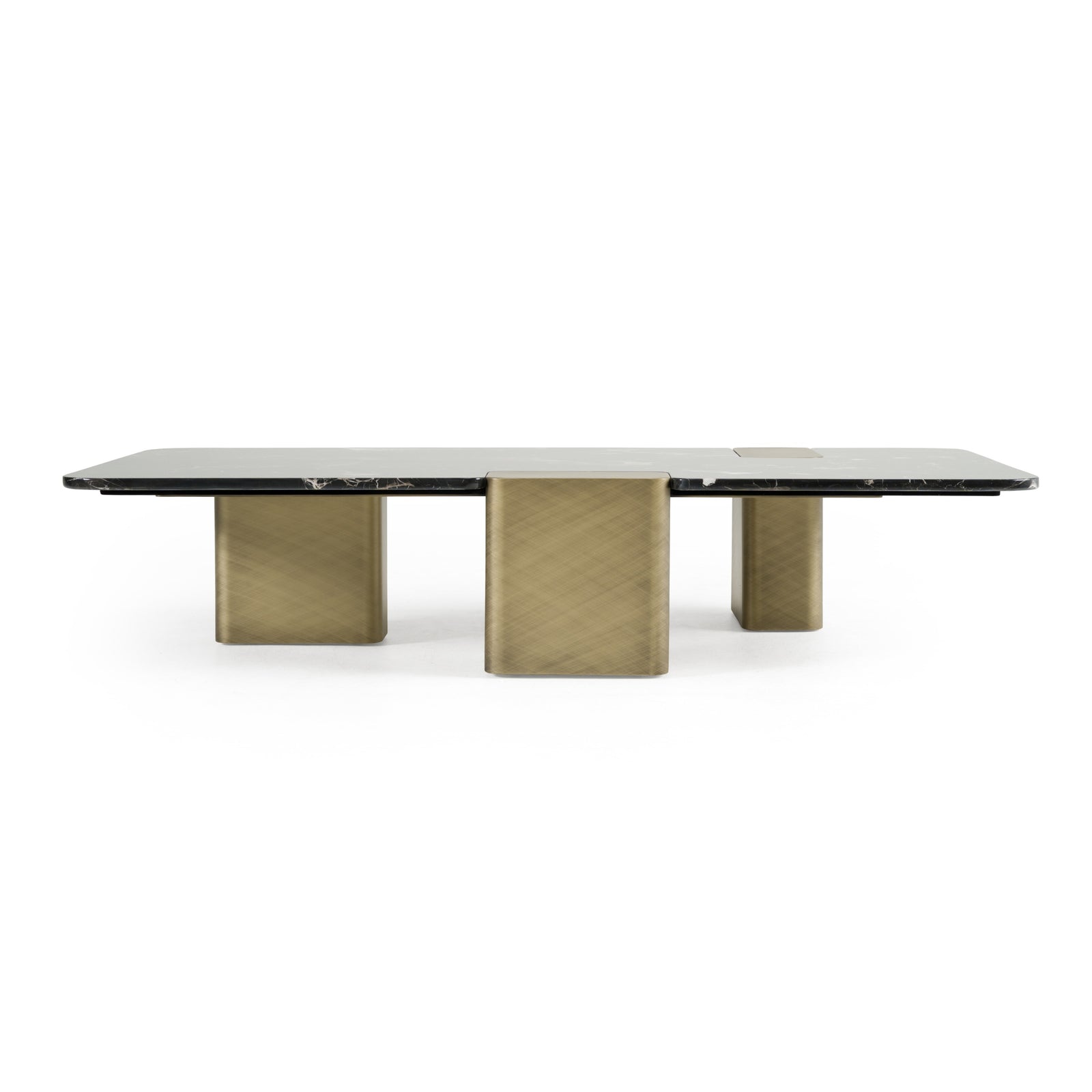 Quest - Modern Black Rose Marble  Antique Brass Coffee Table