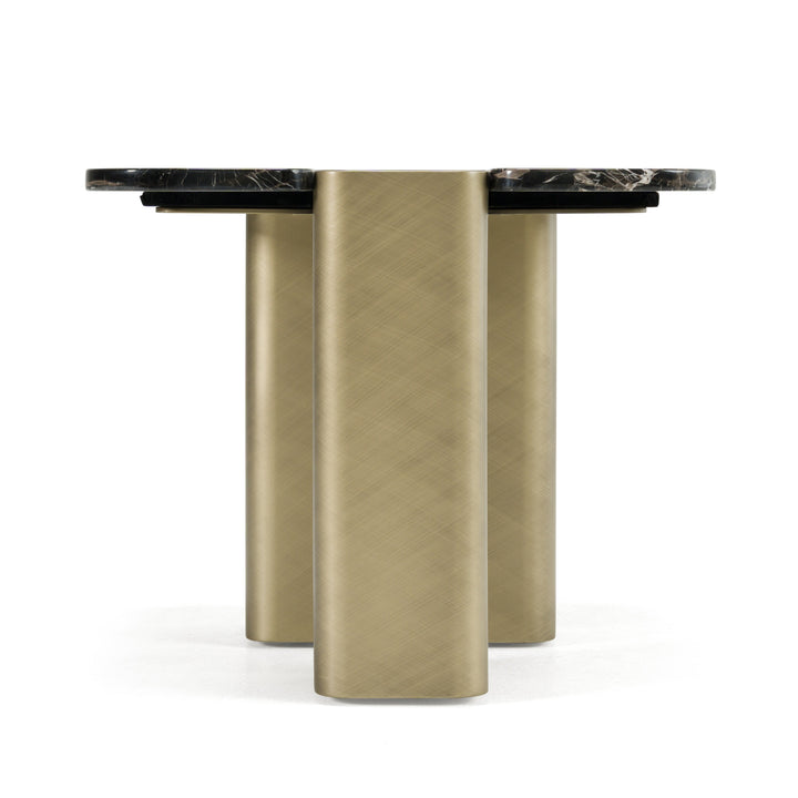Quest - Modern Black Rose Marble + Antique Brass End Table