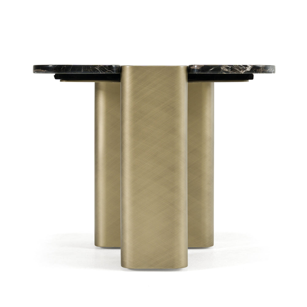 Quest - Modern Black Rose Marble + Antique Brass End Table