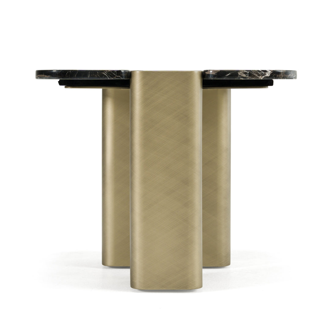 Quest - Modern Black Rose Marble + Antique Brass End Table