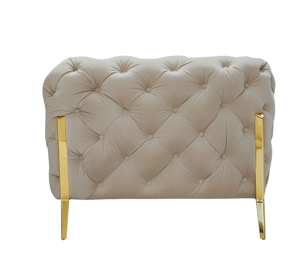 Quincey - Transitional Beige Velvet Sofa