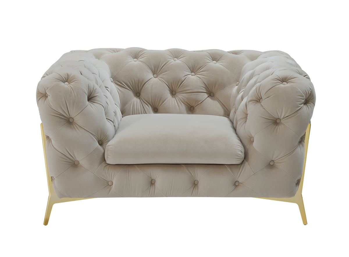 Quincey - Transitional Beige Velvet Chair