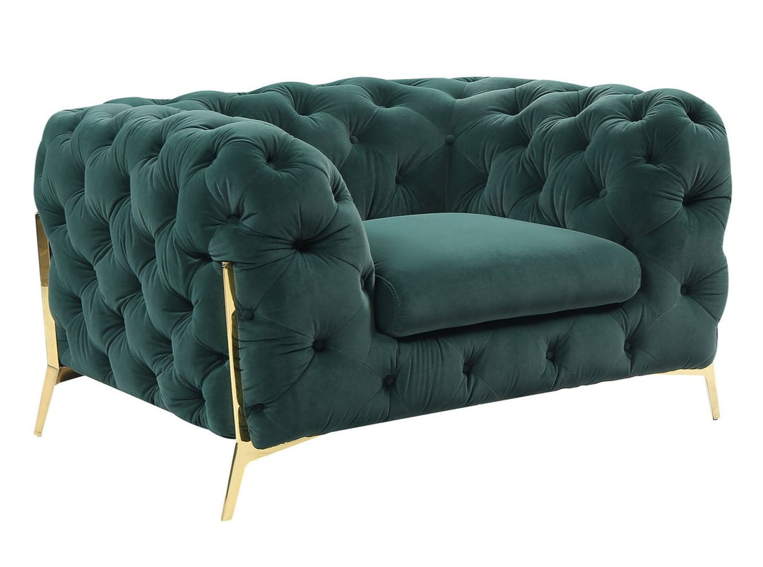 Quincey  Transitional Emerald Green Velvet Chair