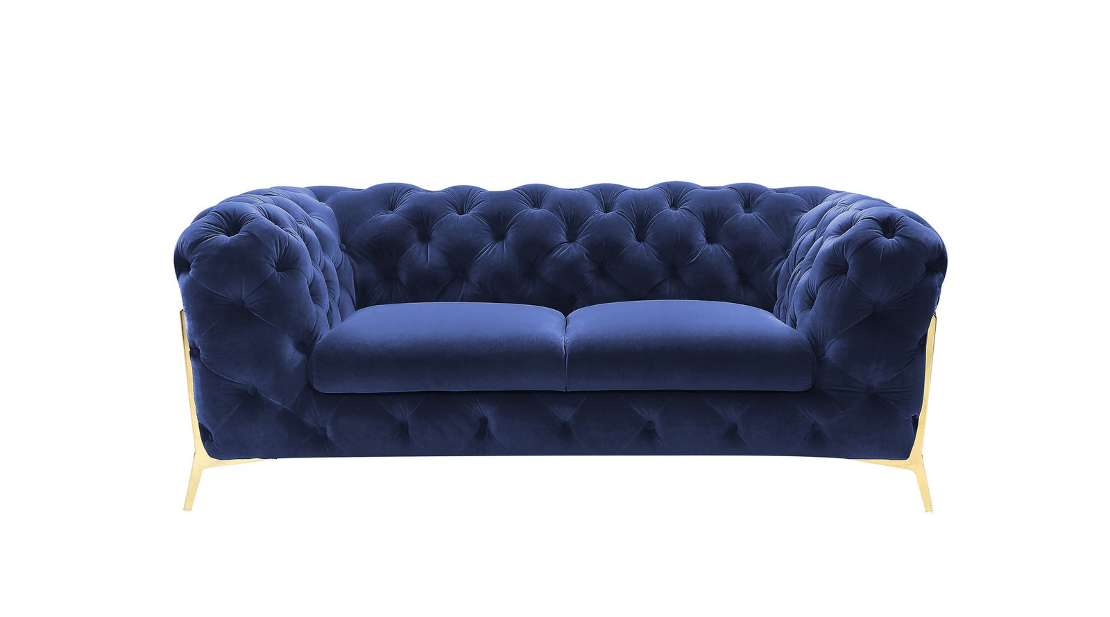 Quincey - Transitional Blue Velvet Loveseat