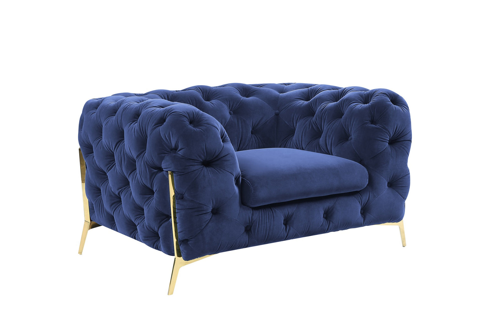 Quincey - Transitional Blue Velvet Chair