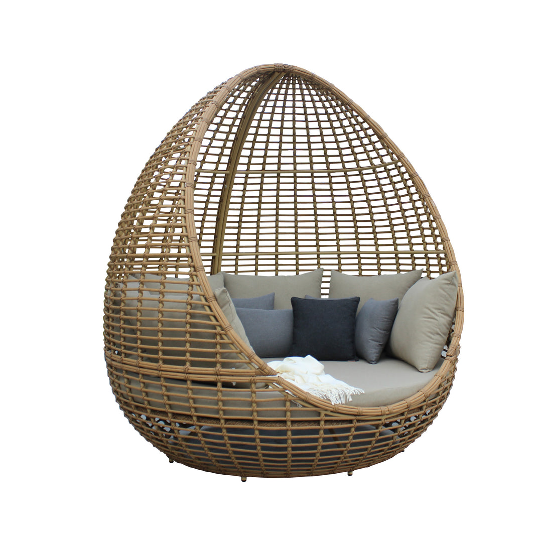 Cocoon - Outdoor Beige + Wicker Lounge Bed