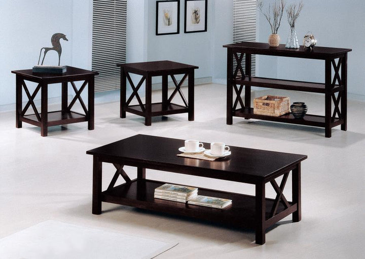 Rachelle - 3 Piece Rectangular Coffee Table Set - Deep Merlot Table Set modern furniture Contempo Furniture