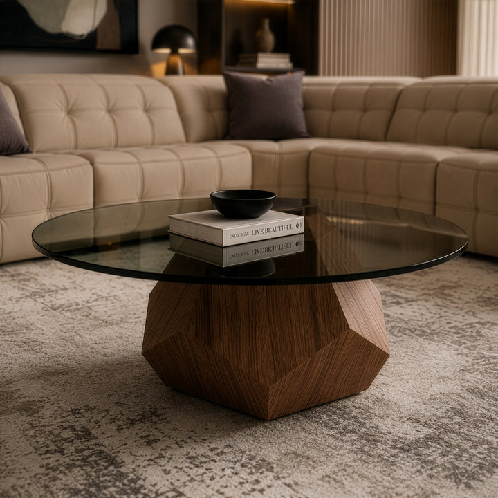 Rackham Mid-Century Walnut &amp; Smoked Glass Coffee Table