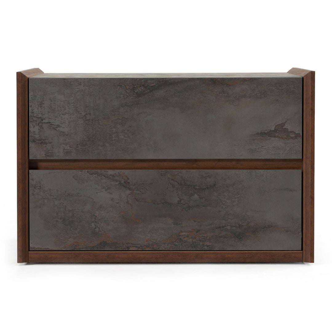 Rado Modern Walnut & Stucco Nightstand