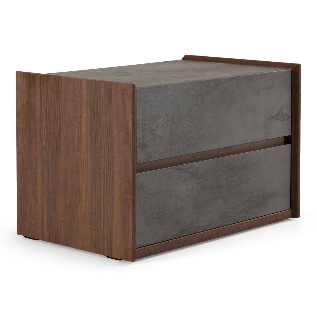 Rado Modern Walnut & Stucco Nightstand