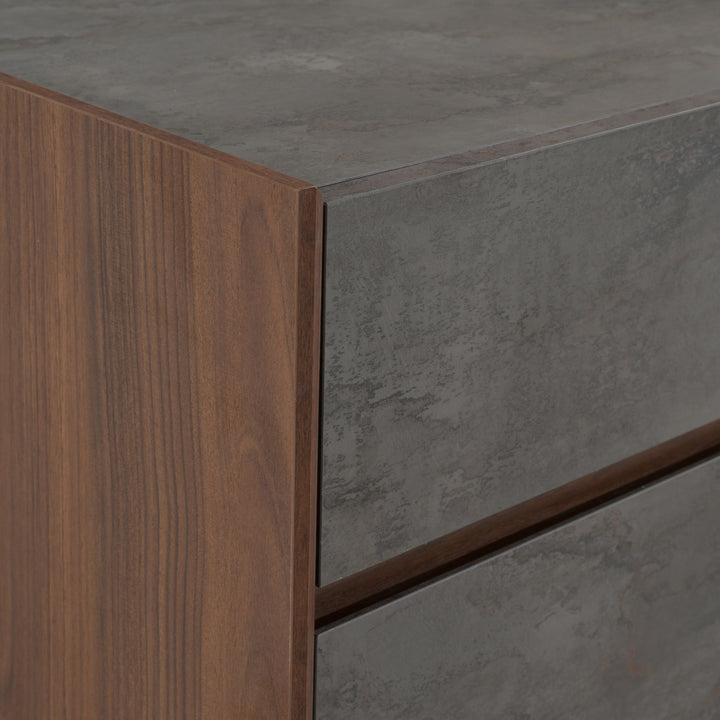 Rado Modern Walnut  and  Stucco Nightstand