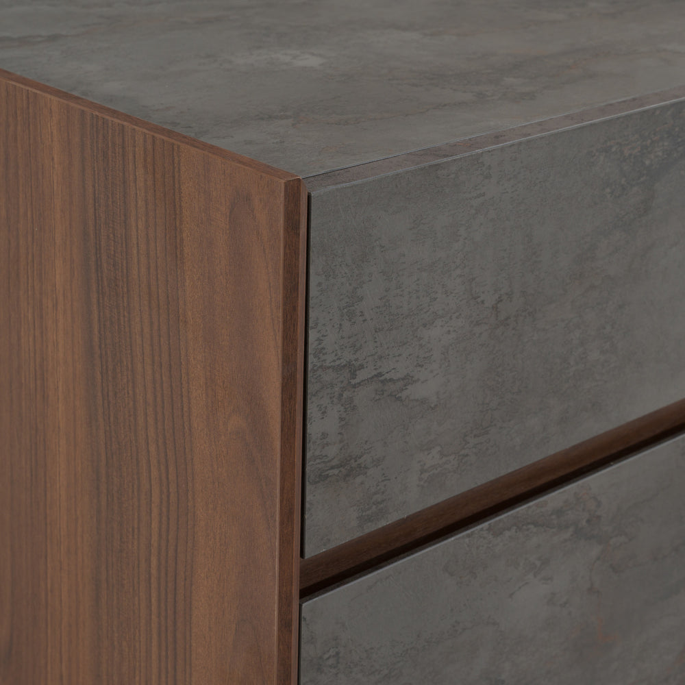 Rado Modern Walnut & Stucco Nightstand - View 7