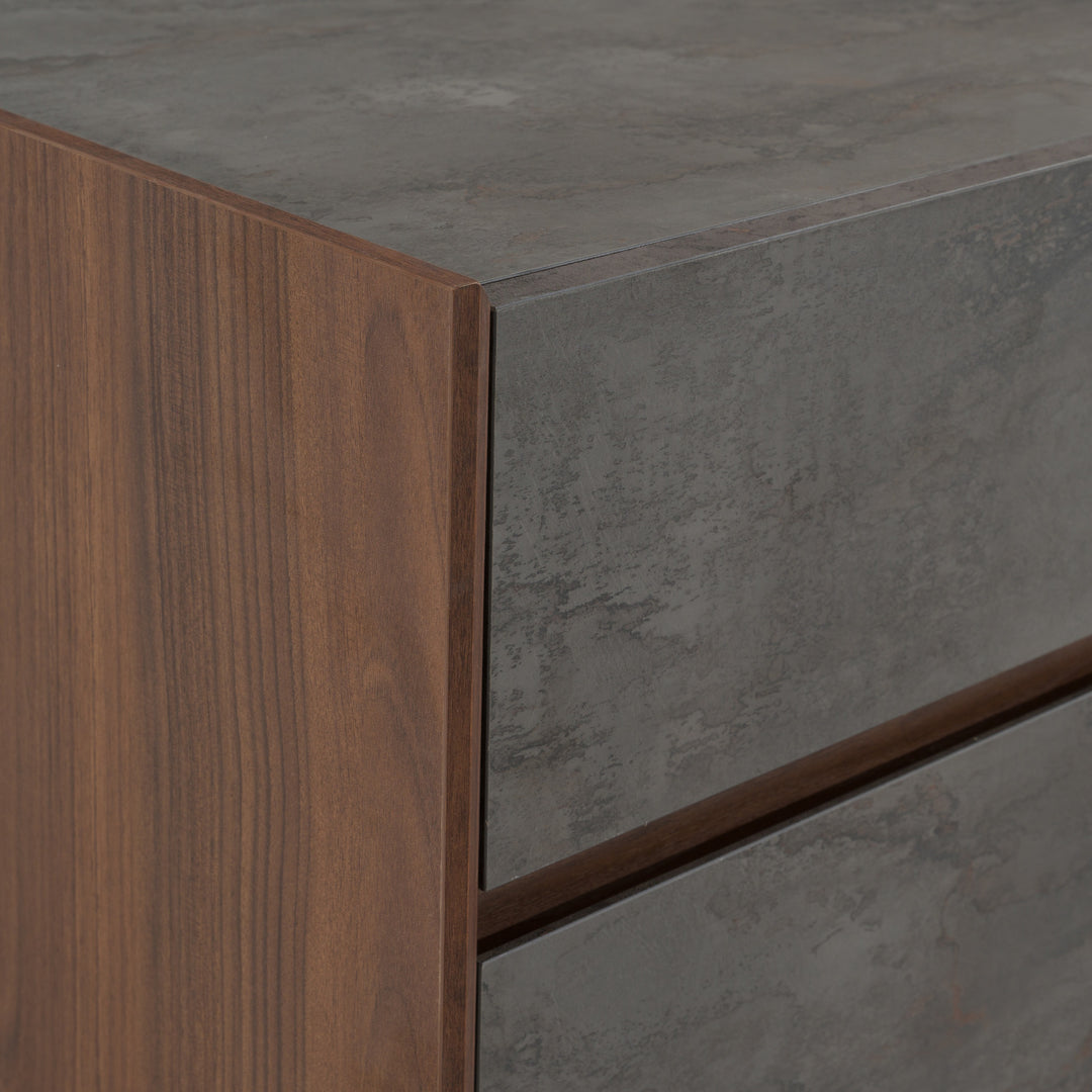 Rado Modern Walnut & Stucco Nightstand