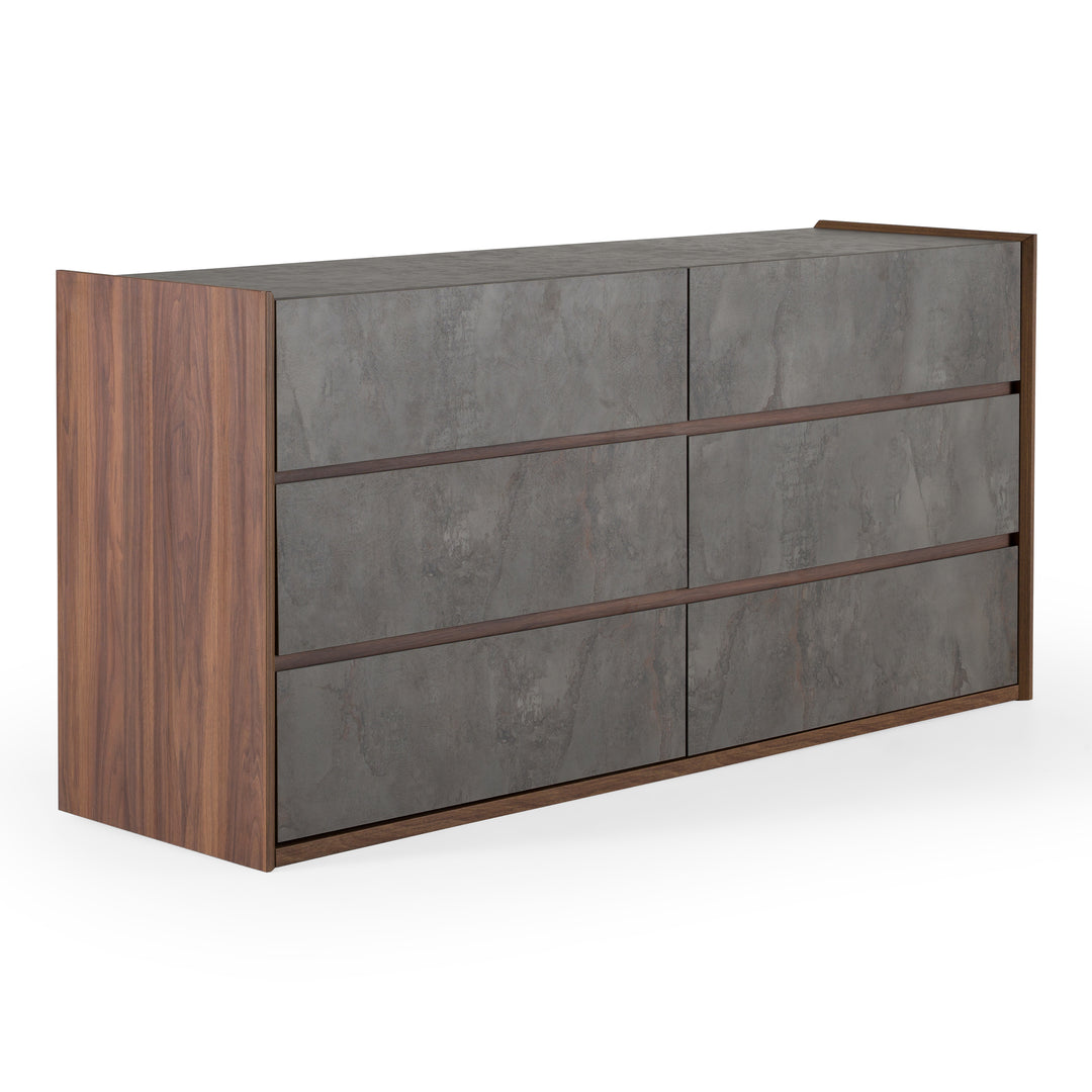 Rado Modern Walnut & Stucco Dresser
