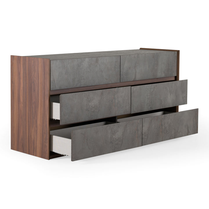 Rado Modern Walnut &amp; Stucco Dresser