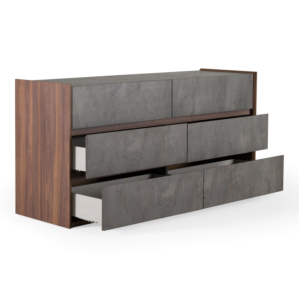 Rado Modern Walnut & Stucco Dresser - View 5
