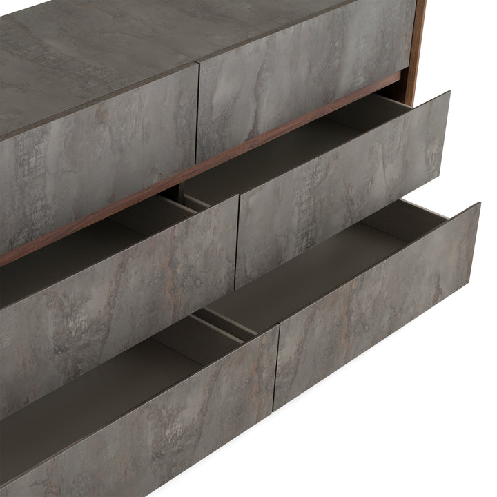 Rado Modern Walnut &amp; Stucco Dresser