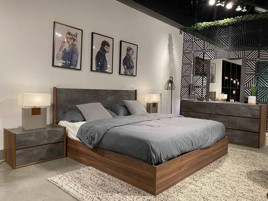 Rado - Modern Walnut & Volcanic Slate Bed