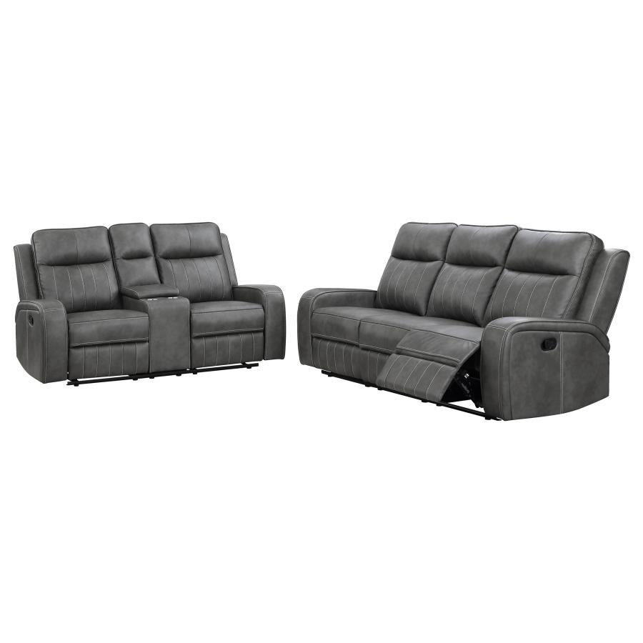 Raelynn - 2 Piece Upholstered Reclining Sofa Set - Gray Reclining Sofa & Loveseat modern furniture Contempo Furniture