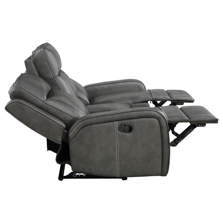 Raelynn - 2 Piece Upholstered Reclining Sofa Set - Gray Reclining Sofa &amp; Loveseat modern furniture Contempo Furniture